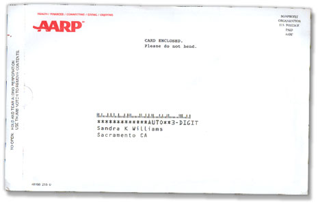 Envelope with an AARP return address